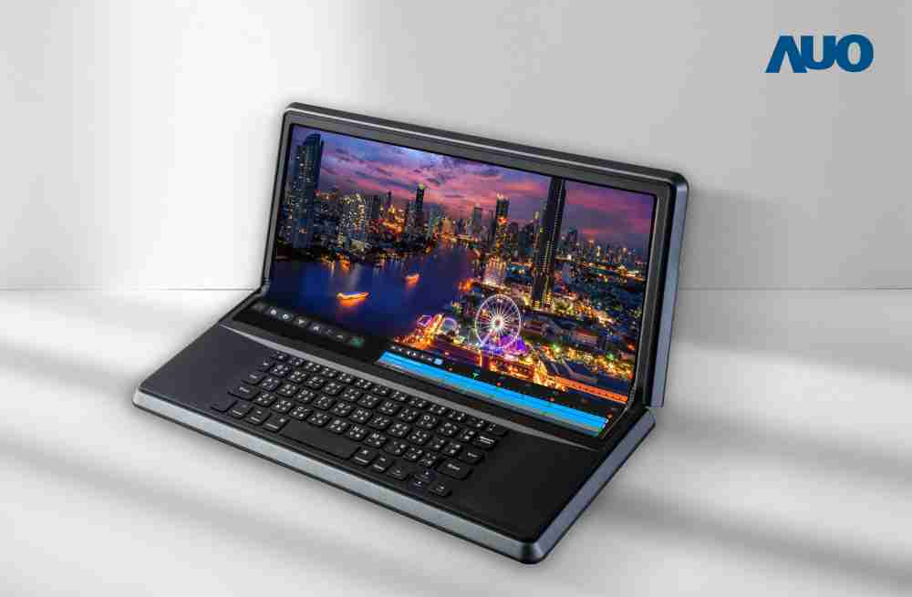 彩运网14.6吋Micro LED折迭显示屏幕，，，搭配半径4mm的弯折绞炼，，以及高画素、、高亮度、、、、高对比度的显示技术特点，，，即便在大视角下仍保有绝佳色相与亮度